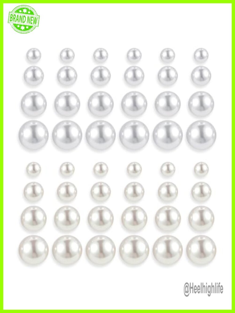 24 Pairs Pearl Stud Earrings for Women 4 Sizes Faux Pearl Earring Set